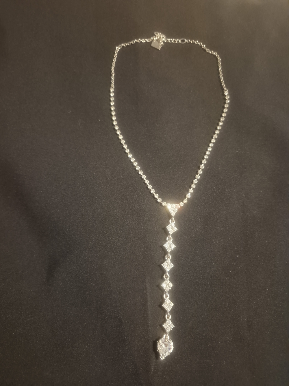 Silver Crystal Y-Drop Necklace - Women Jewelry